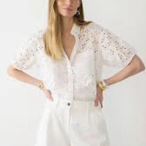 J. Crew Spring Garden Eyelet Blouse in White - Size 6